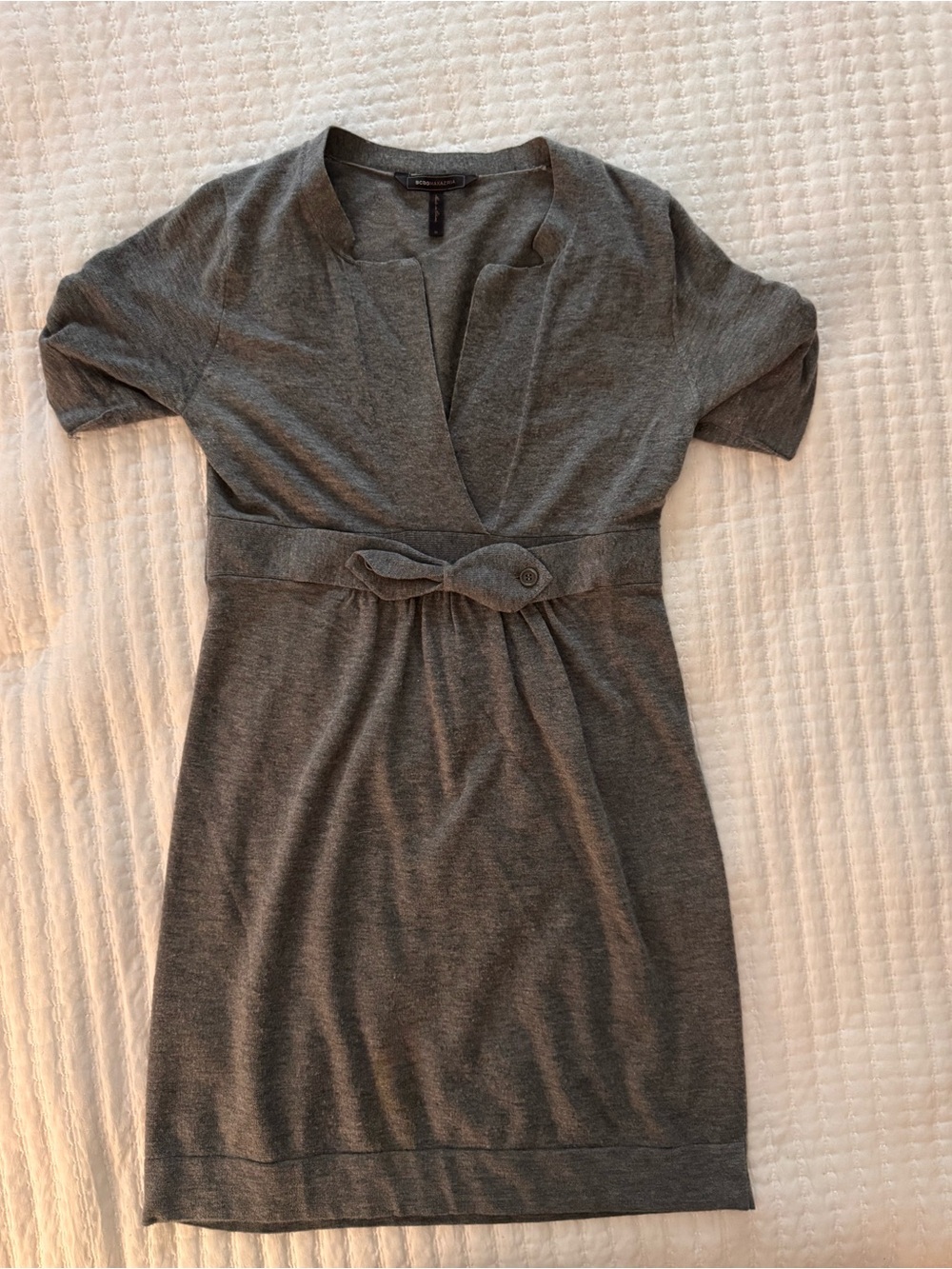 bcbgmaxazria gray short-sleeve merino wool sweater dress- Size M